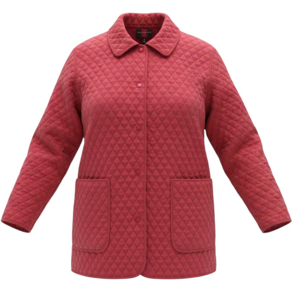Gallery Quilted Jacket Women Size M Red Excellent Barn Coat Snap Front Diamond